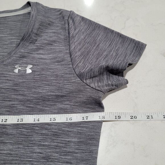 Under Armour UA HeatGear Tiger Twist Tech V-Neck Shirt Gray 1242207 GYM Active M - Picture 4 of 8